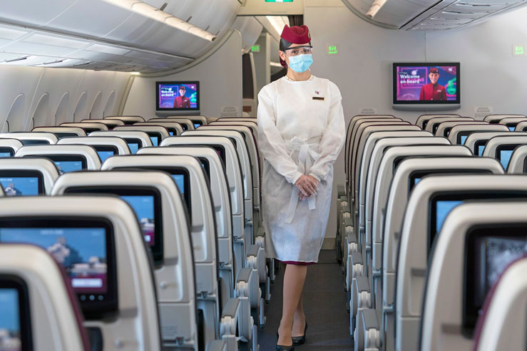 Qatar Airways will require you to wear a mask and a shield &copy; Qatar Airways
