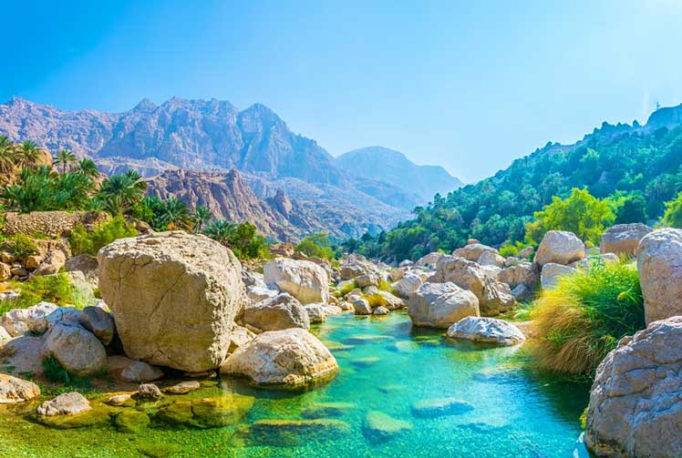 Lagoon with turqoise water in Wadi Tiwi in Oman &copy; trabantos / Shutterstock